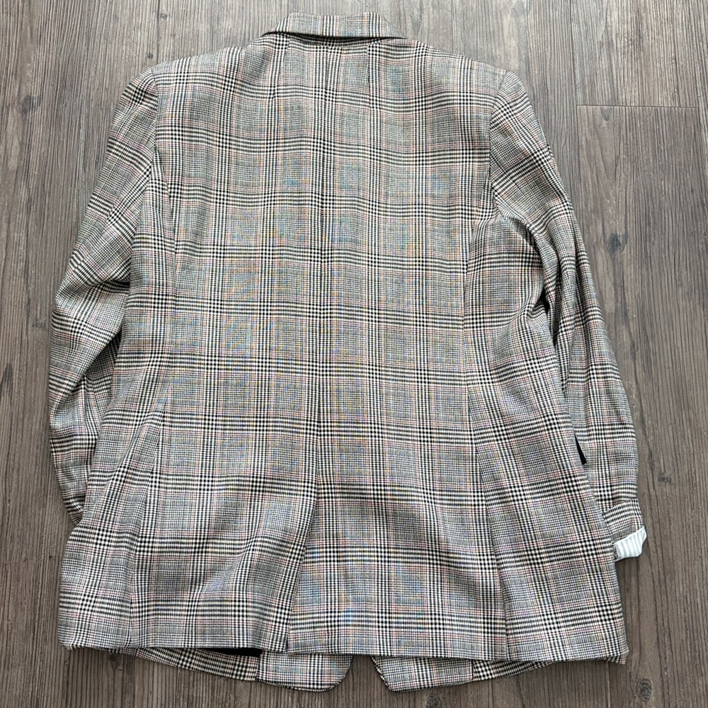 FRAME PLAID DOUBLE BREASTED BLAZER WOMENS LARGE - Picture 6 of 8